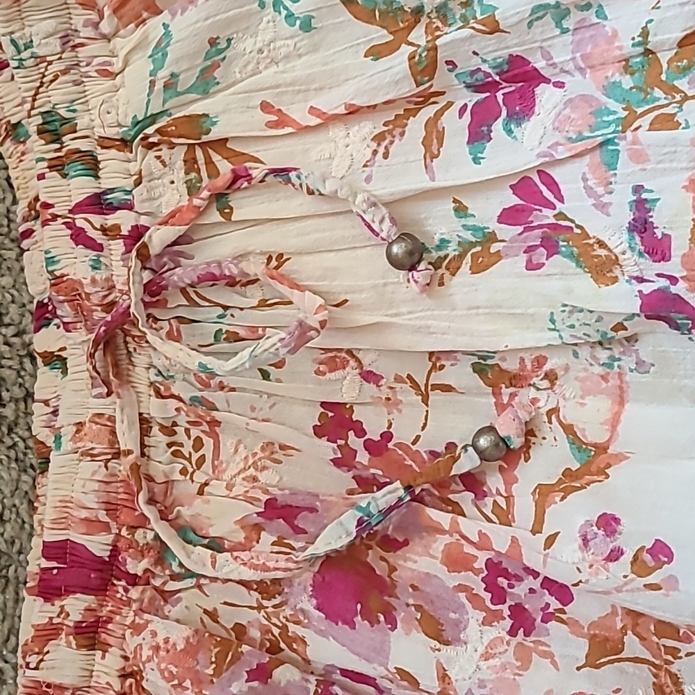 Cotton Watercolor Floral Flutter Mini Skirt - Picture 3 of 14